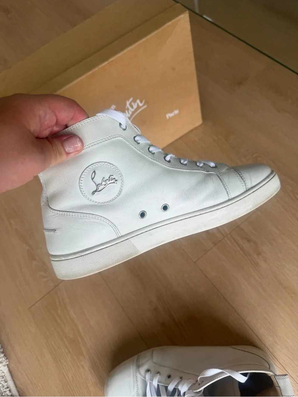 Christian Louboutin Men's White High-Top Sneakers
